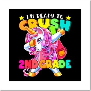 Crush 2Nd Grade Dabbing Unicorn Back To School Girls Posters and Art